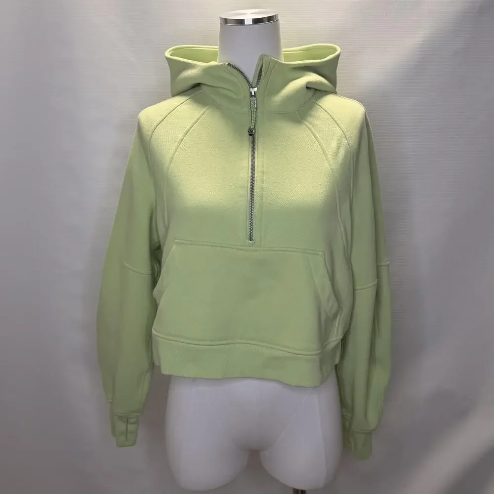 Lululemon Scuba Hoodie Womens XS/S Green 1/2 Zip Fleece Cropped Thumbholes